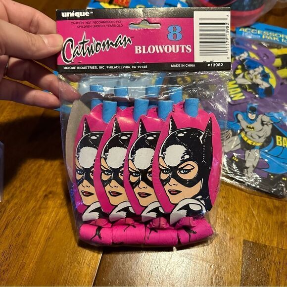 Vintage 90s Batman Cat Woman Riddler Large Party Lot With Costume Dead Stock - Picture 4 of 14